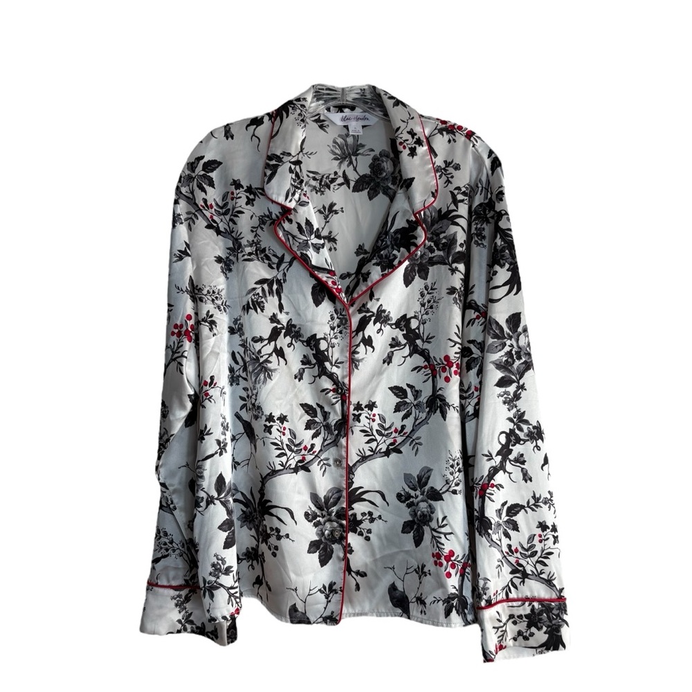 LILAC & LOUDEN Floral Print Pajama Set - Black / White / Red Size XL -- GORGEOUS - Picture 4 of 8